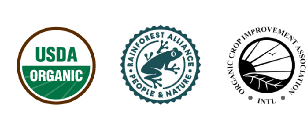 USDA ORGANIC／RAINFOREST ALLIANCE／OCIA